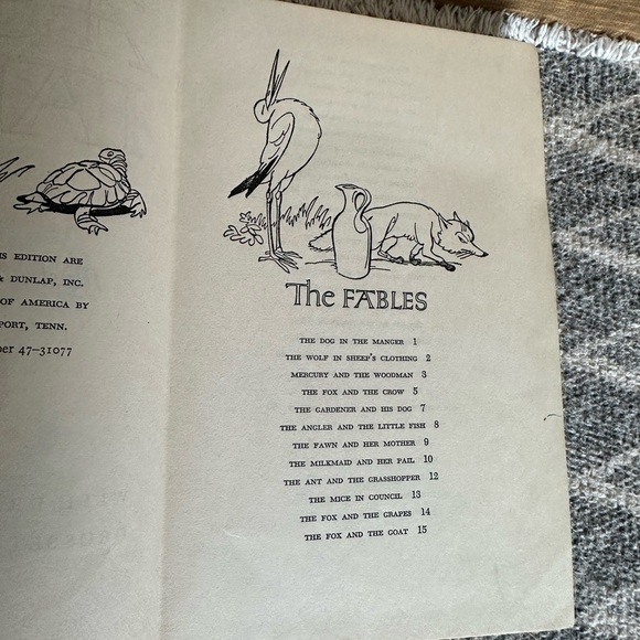 1947 Children's Book Aesop's Fables, Fritz Kredel, Published Grosset & Dunlap - Picture 13 of 16